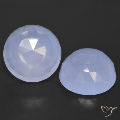 Gemme di Calcedonio Blu violaceo chiaro naturale da 15.55 ct, Rotondo, Trasparente