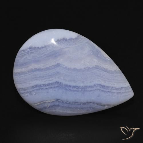 Calcedonio Blu violaceo chiaro naturale da 17.18 ct, Forma a pera, Opaco