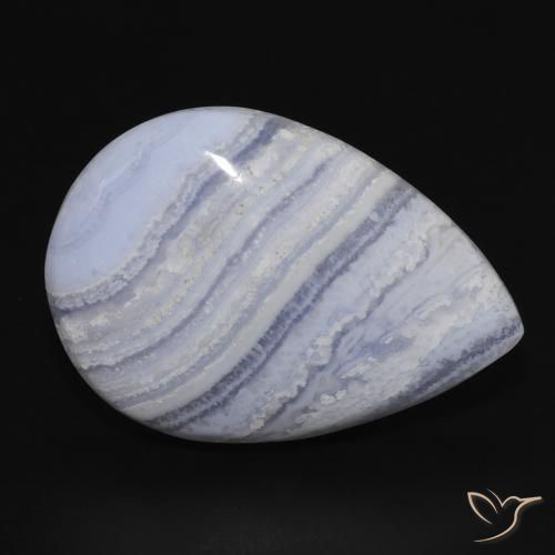Calcedonio Azzurro cielo chiaro naturale da 19.83 ct, Forma a pera, Opaco