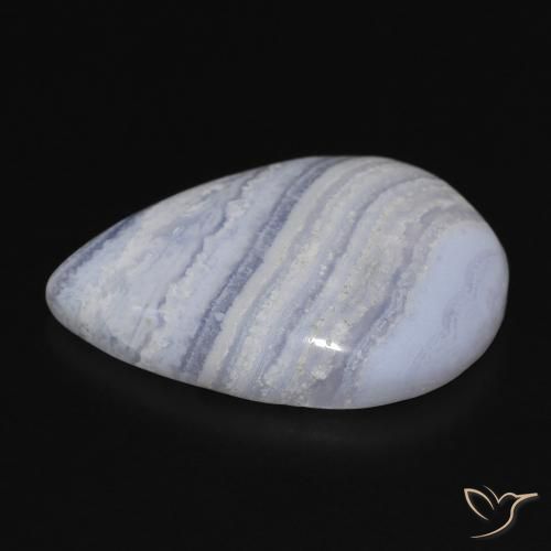 Calcedonio Azzurro cielo chiaro naturale da 19.83 ct, Forma a pera, Opaco