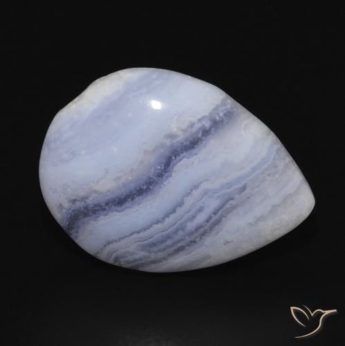 Calcedonio Viola Blu naturale da 11.83 ct, Forma a pera, Opaco