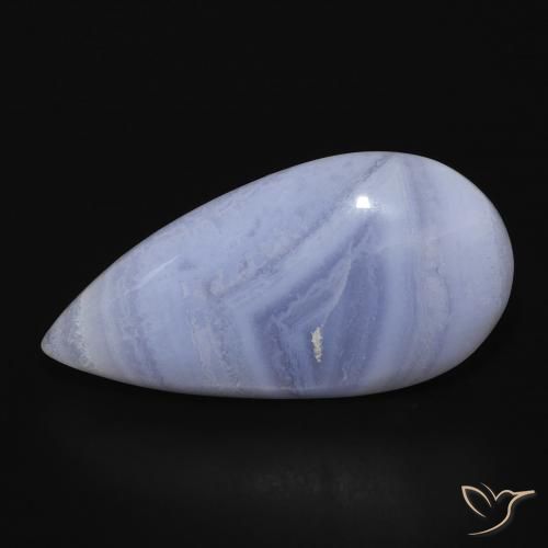 13.03ct Naturale Blu violaceo chiaro Calcedonio, Forma a pera, Opaco