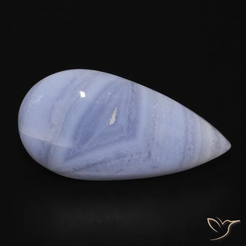 Calcedonio Blu violaceo chiaro naturale da 13.03 ct, Forma a pera, Opaco