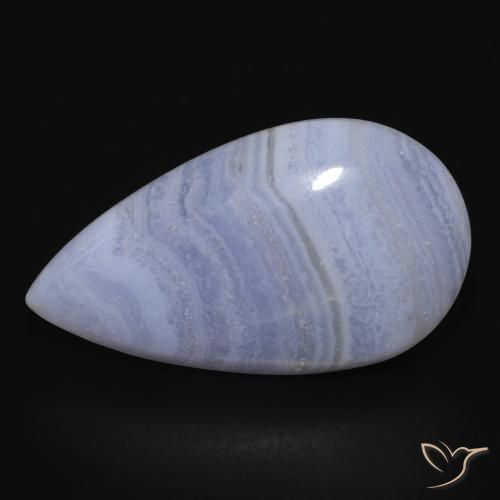 17.74ct Naturale Viola Blu Calcedonio, Forma a pera, Opaco