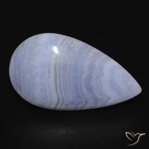 Calcedonio Viola Blu naturale da 17.74 ct, Forma a pera, Opaco