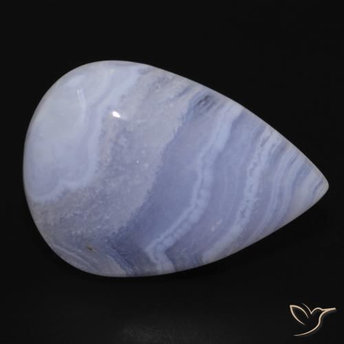 Calcedonio Viola Blu naturale da 21.94 ct, Forma a pera, Opaco