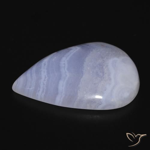 Calcedonio Viola Blu naturale da 21.94 ct, Forma a pera, Opaco