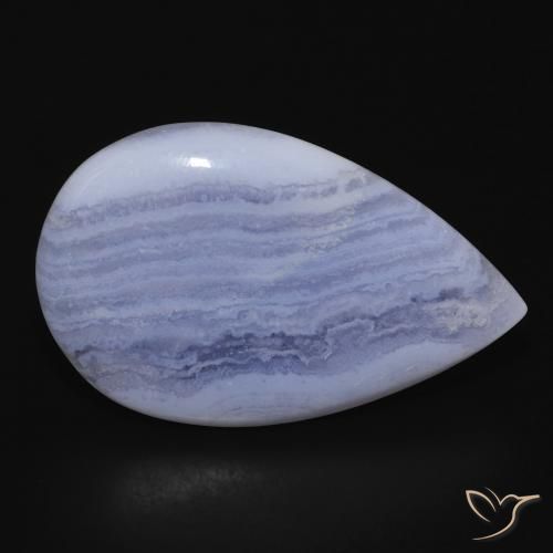 Calcedonio Viola Blu naturale da 17.03 ct, Forma a pera, Opaco