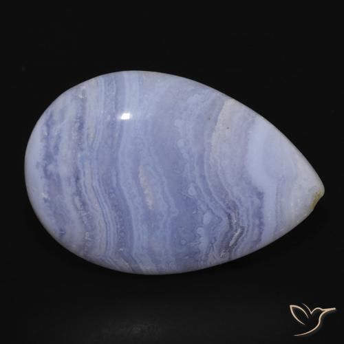 Calcedonio Viola Blu naturale da 22.97 ct, Forma a pera, Opaco