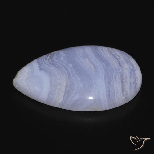 Calcedonio Viola Blu naturale da 22.97 ct, Forma a pera, Opaco