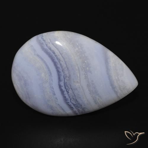 Calcedonio Azzurro cielo chiaro naturale da 17.82 ct, Forma a pera, Opaco