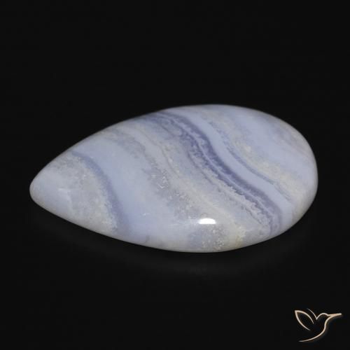 Calcedonio Azzurro cielo chiaro naturale da 17.82 ct, Forma a pera, Opaco