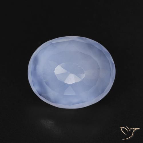 3.18ct Naturale Blu violaceo Calcedonio, Ovale, Trasparente