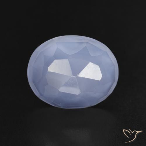 3.60ct Naturale Blu violaceo Calcedonio, Ovale, Trasparente
