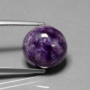 Caroite naturale viola da 6,75 ct, taglio rotondo, opaco