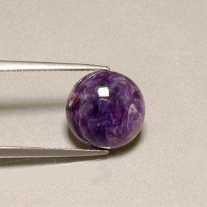 Caroite naturale viola da 5,04 ct, taglio rotondo, opaco