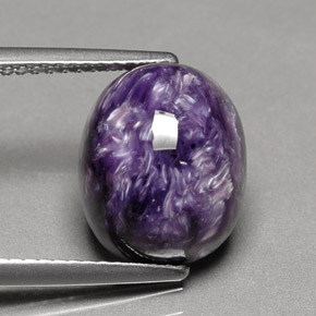 Caroite naturale viola da 5,68 ct, taglio ovale, opaco