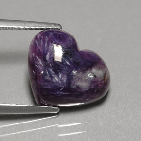 Charoite Viola naturale da 4.91 ct, A forma di cuore, Opaco