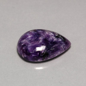 Caroite naturale viola da 5,55 ct, taglio a pera, opaco