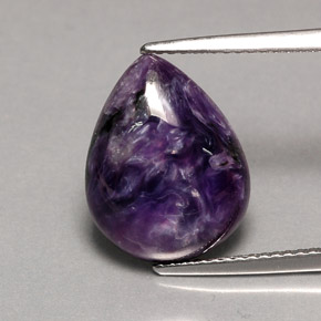 Caroite naturale viola da 5,55 ct, taglio a pera, opaco