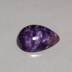 Caroite naturale viola da 7,30 ct, taglio a pera, opaco