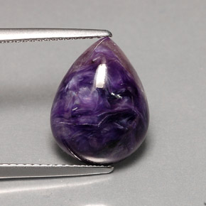 Caroite naturale viola da 7,30 ct, taglio a pera, opaco