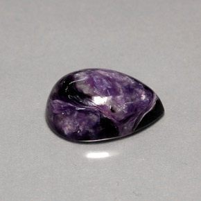 Caroite viola naturale da 5,63 ct, taglio a pera, opaco