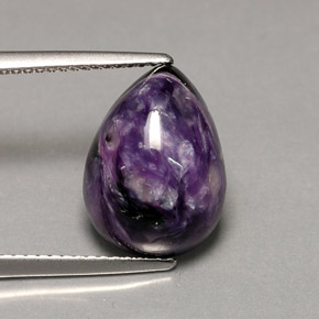 Caroite viola naturale da 5,63 ct, taglio a pera, opaco