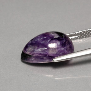 Caroite viola naturale da 5,63 ct, taglio a pera, opaco