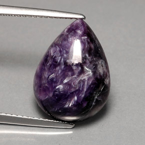 Charoite Viola naturale da 5.19 ct, Forma a pera, Opaco