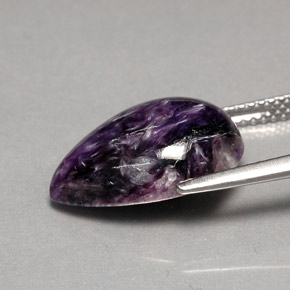 Charoite Viola naturale da 5.19 ct, Forma a pera, Opaco