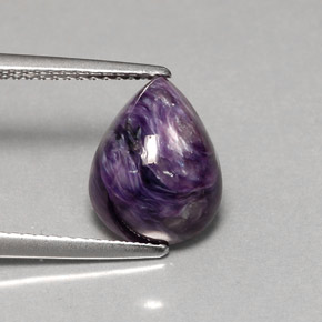 Caroite naturale viola da 3,61 ct, taglio a pera, opaco