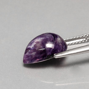 Caroite naturale viola da 3,61 ct, taglio a pera, opaco