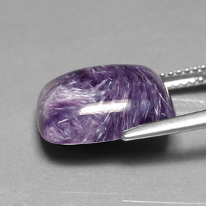 Caroite naturale viola da 6,49 ct, taglio a cuscino, opaco
