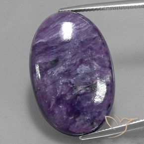Charoite Viola scuro naturale da 31.70 ct, Taglio ovale, Opaco