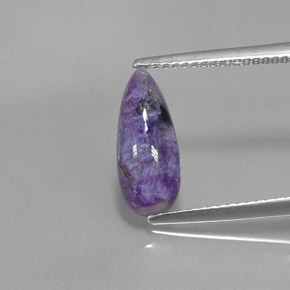 Caroite viola naturale da 1,73 ct, taglio a pera, opaco