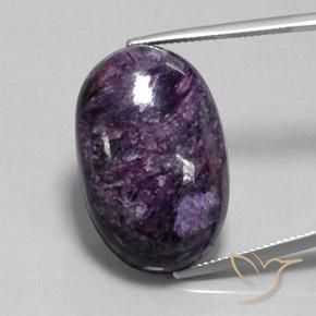 35.08ct Naturale Viola medio-scuro Charoite, Ovale, Opaco