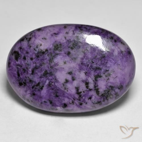37.63ct Naturale Viola scuro Charoite, Ovale, Opaco