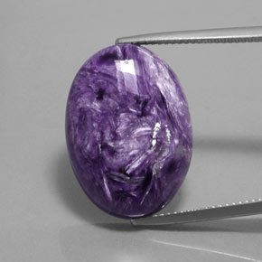 Caroite viola naturale da 16,35 ct, taglio ovale, opaco