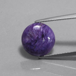 Caroite naturale viola da 3,28 ct, taglio rotondo, opaco