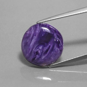 Caroite naturale viola da 5,50 ct, taglio rotondo, opaco