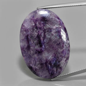 Charoite Viola medio-scuro naturale da 29.43 ct, Taglio ovale, Opaco