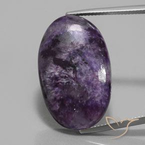 28.58ct Naturale Viola scuro Charoite, Ovale, Opaco