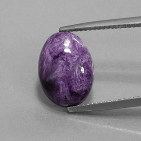 Caroite naturale viola da 5,36 ct, taglio ovale, opaco