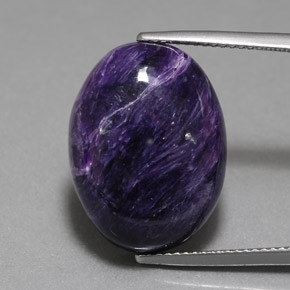 Caroite viola naturale da 16,07 ct, taglio ovale, opaco