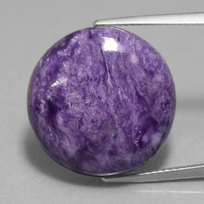Caroite naturale viola da 16,37 ct, taglio rotondo, opaco