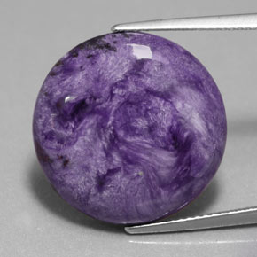 Caroite naturale viola da 14,76 ct, taglio rotondo, opaco