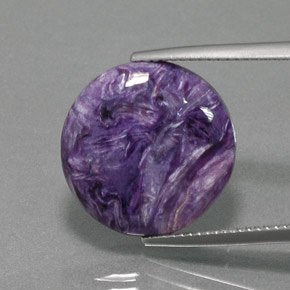 Caroite viola naturale da 8,60 ct, taglio rotondo, opaco