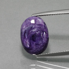 Caroite viola naturale da 5,03 ct, taglio ovale, opaco