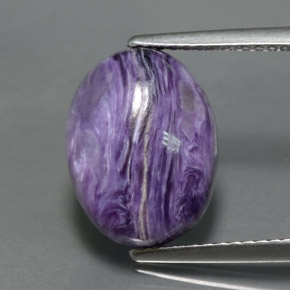 Caroite naturale viola da 5,26 ct, taglio ovale, opaco